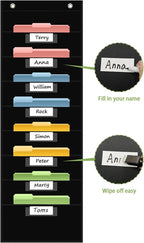 12 Pocket File Storage Chart Wall-Mounted Organizer with Hooks And Labels for  Office Organization Hanging Pocket Folder Rack