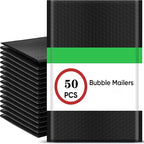 50Pcs Black Bubble Packaging Envelope Mailing Envelopes Mailer Poly Envelope for Shipping Self Seal Bubble Bags Padding