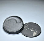 She Ink Slab With Lid Tai Chi Inkstone Water Grain Stone for Calligraphy Brush Writing Practice Painting Ink Grinding Stationery