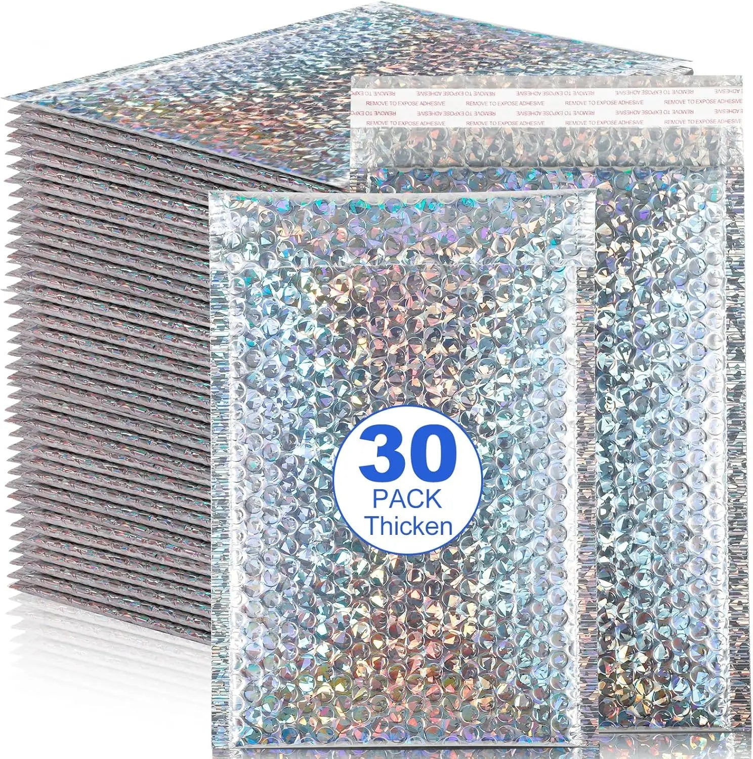30Pcs Holographic Bubble Mailer Mailing Envelope Thicken Protection Waterproof Padded Bubble Envelopes Pack Bag for Shipping
