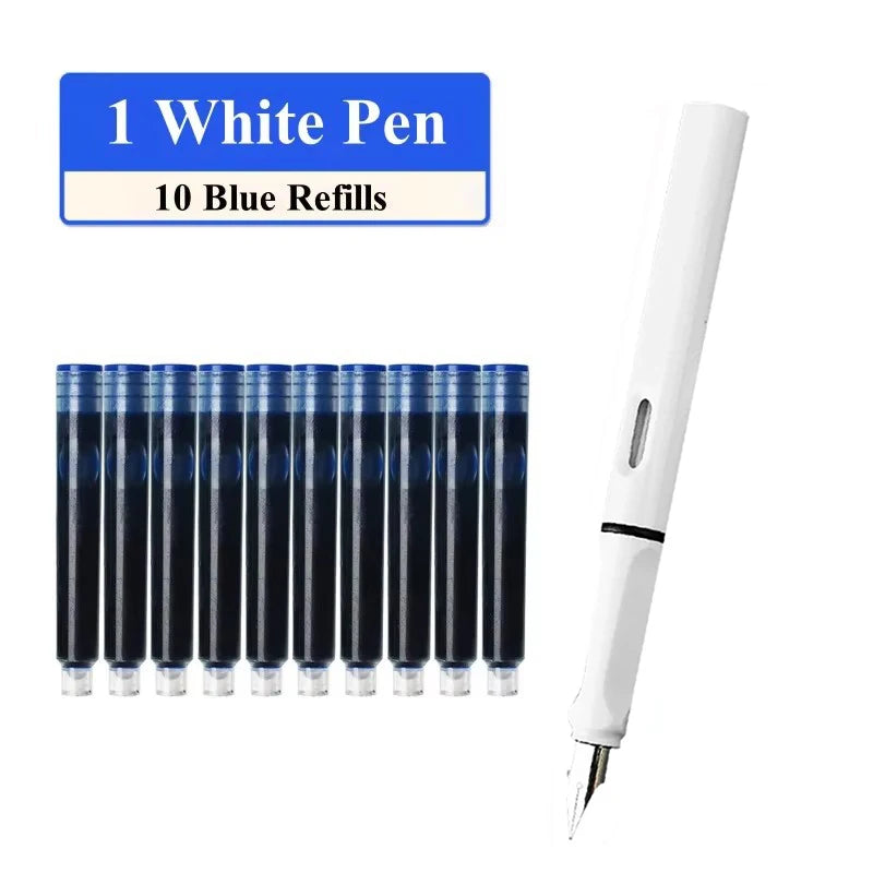 Fountain Pen Set Replaceable Ink Refill Calligraphy Multifunction Pens For Writing 0.38mm Office School Stationery Supplies