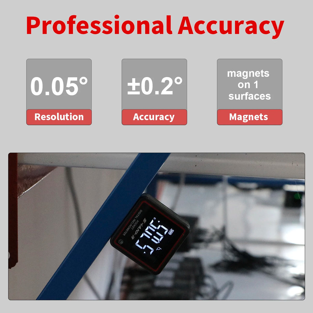 SHANHR Small Digital Level Rechargeable Protractor Inclinometer Digital Angle Finder Angle Measuring Tools