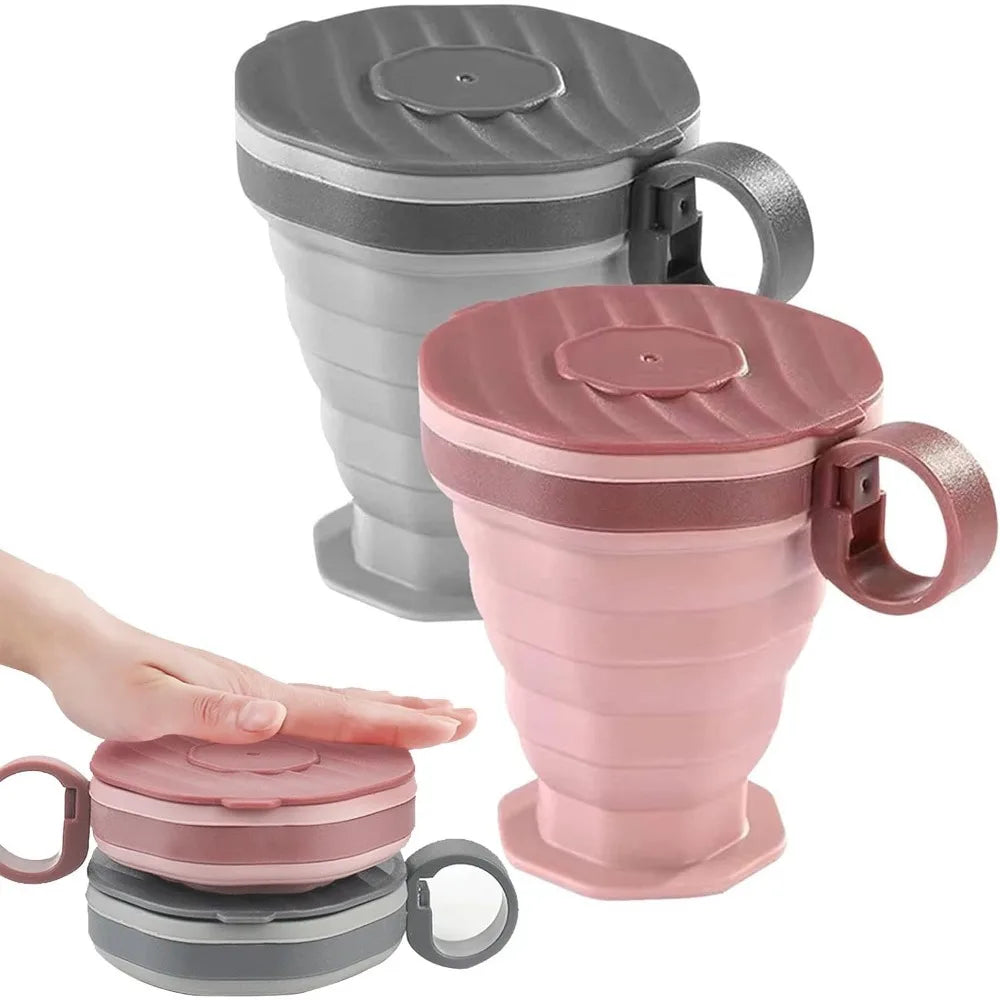 Plastic Portable Folding Cup, Reusable Silicone Coffee Cup, Portable Cup Set, Suitable for Camping and Hiking Easy To Clean