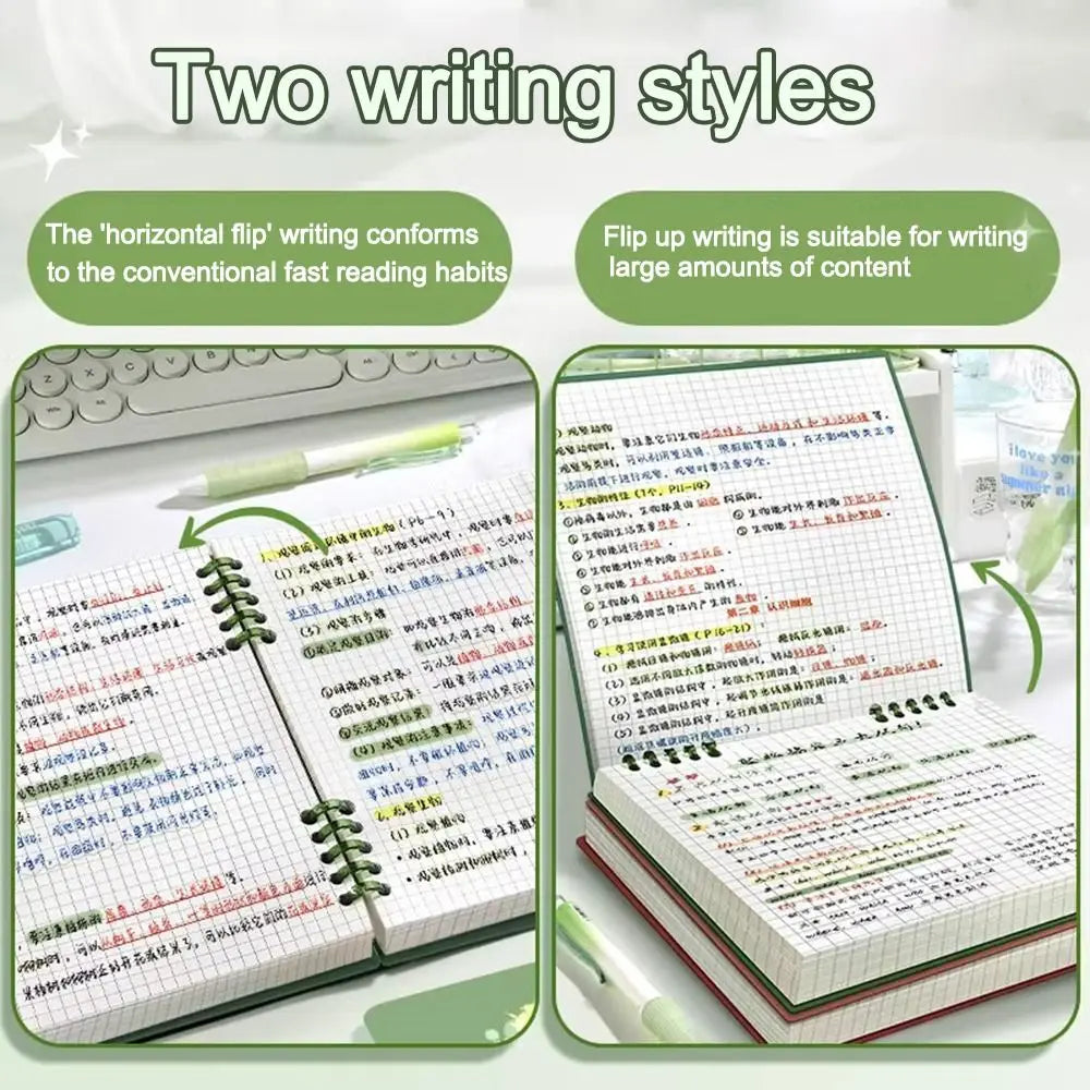 Multifunctional 120 Pages Loose-leaf Notebook Color Detachable Diary Book Grid Inner Pages Flip Up Hand Account Book Students