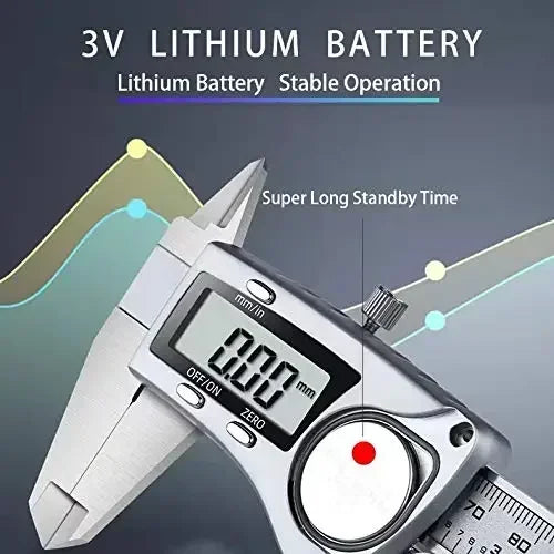Electronic Digital Caliper, Inch and Millimeter Conversion, LCD Screen Display 0-6” Caliper Measuring Tool, Auto Power Off