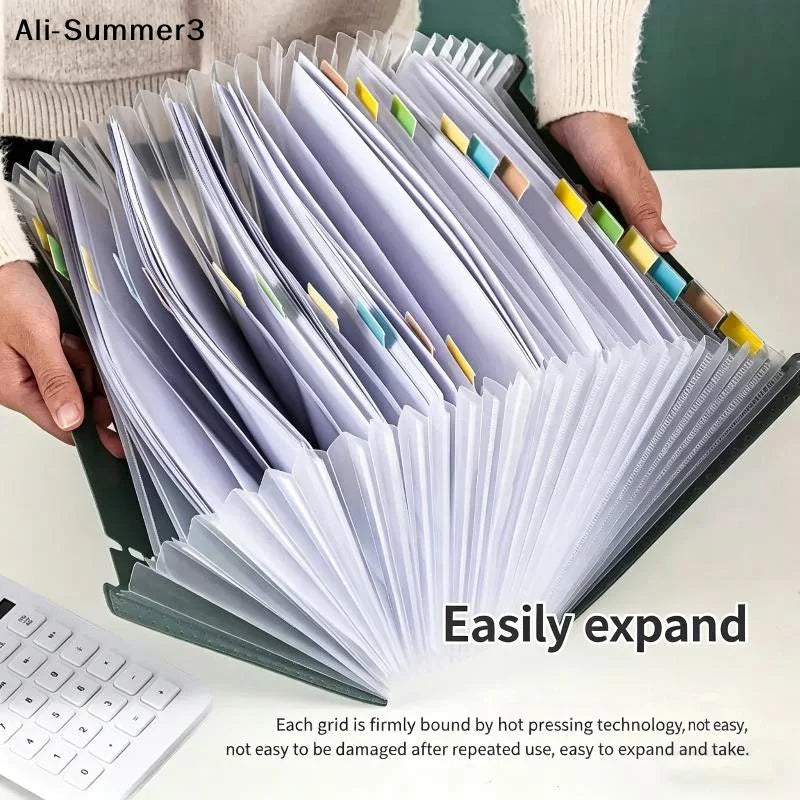 【J3a】13 Pockets Accordion File Organizer, Expanding File Folder With Lable Pocket,Upright Open Top,A4/Letter Size Paper Document