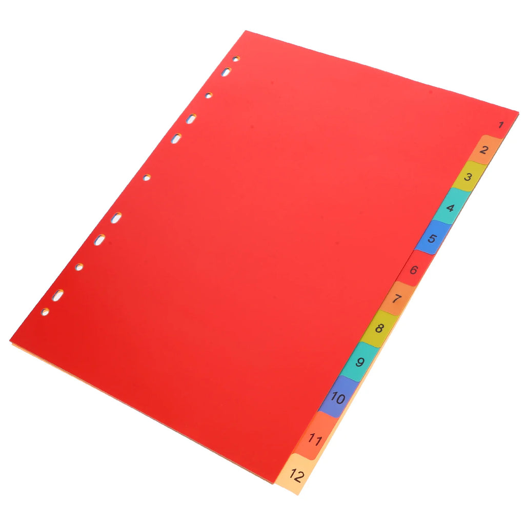12 Pieces A4 11 Hole Index Page Dividers Notebook Plastic Binder Separators Pp Material Classification Tabs Office Supplies