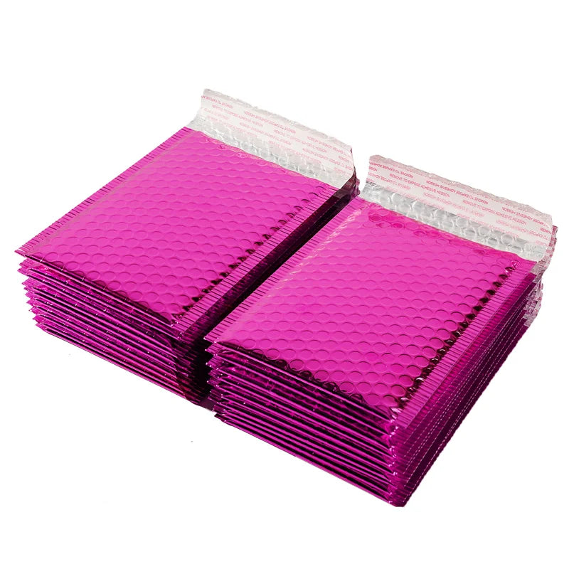 50PCS Aluminized Film Bubble Mailer Gold Mailing Envelope Waterproof Courier Bag Padded Bubble Envelopes Pack Bag for Shipping