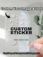 Custom Waterproof PVC Square Stickers 1/70/210 Pcs Personalized for Party Label Packaging