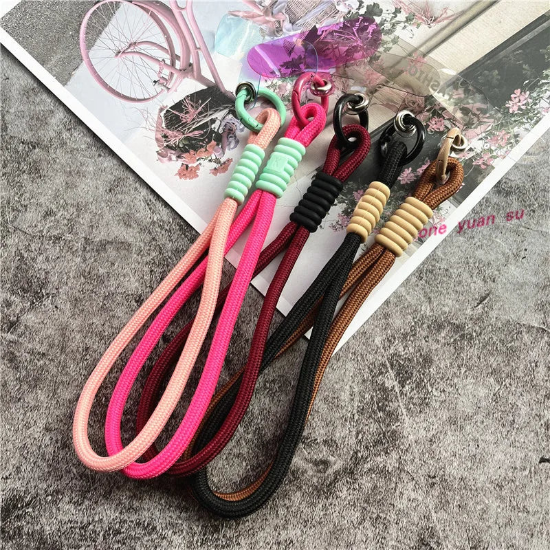 Cellphone Strap Candy Color Rope for Cards Metal Keyring Wrist Lanyard Keychain Portable Cellular Pendant Premium Hand Strap