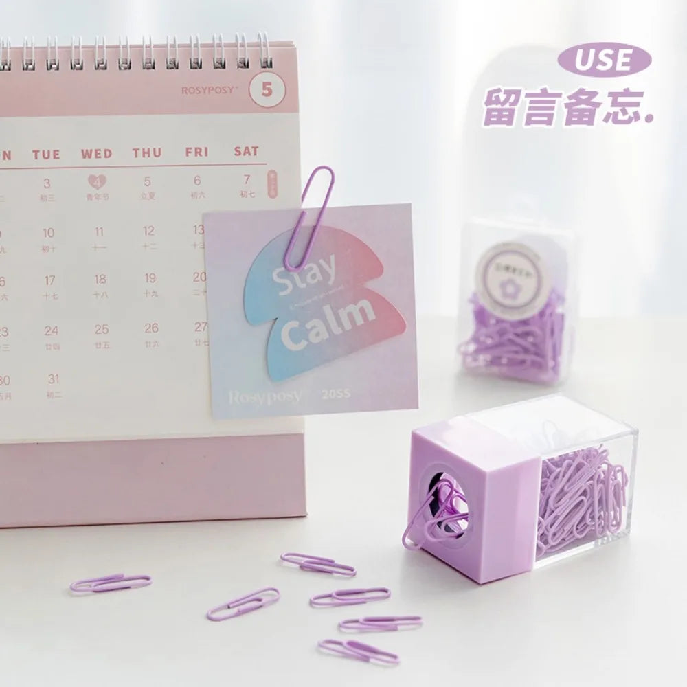 18pcs Paperclips Macaron Color Ins Paper Clip Storage Box Protable Stationery High Capacity Storage Box Office Binding Supplies