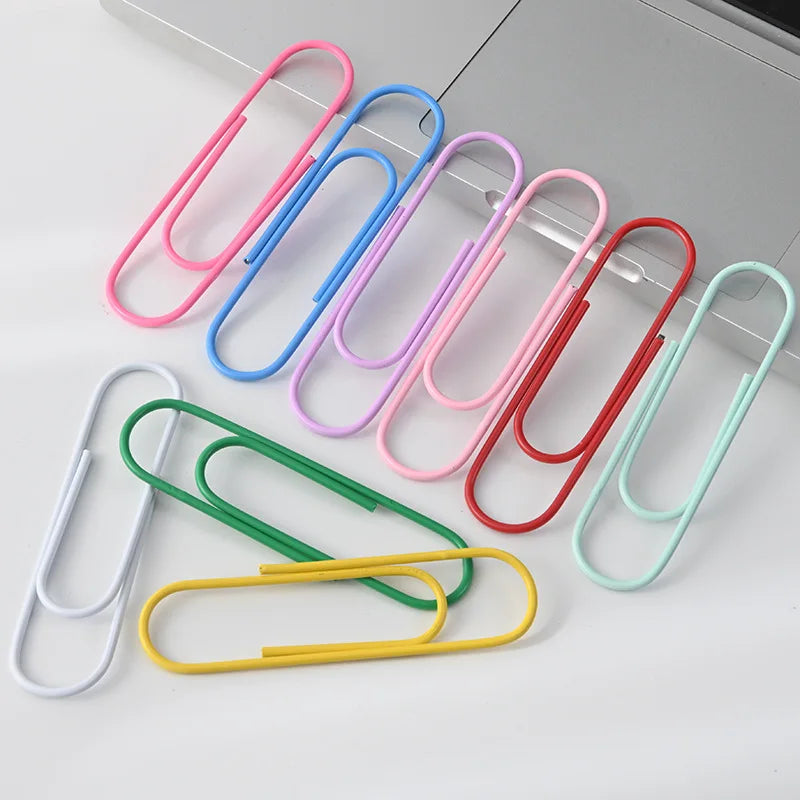 10pcs 10cm Colorful Paper Clips Notebook Memo Pad Filing Bookmark Binder Metal Paper Clips Student Office School Index Bookmark