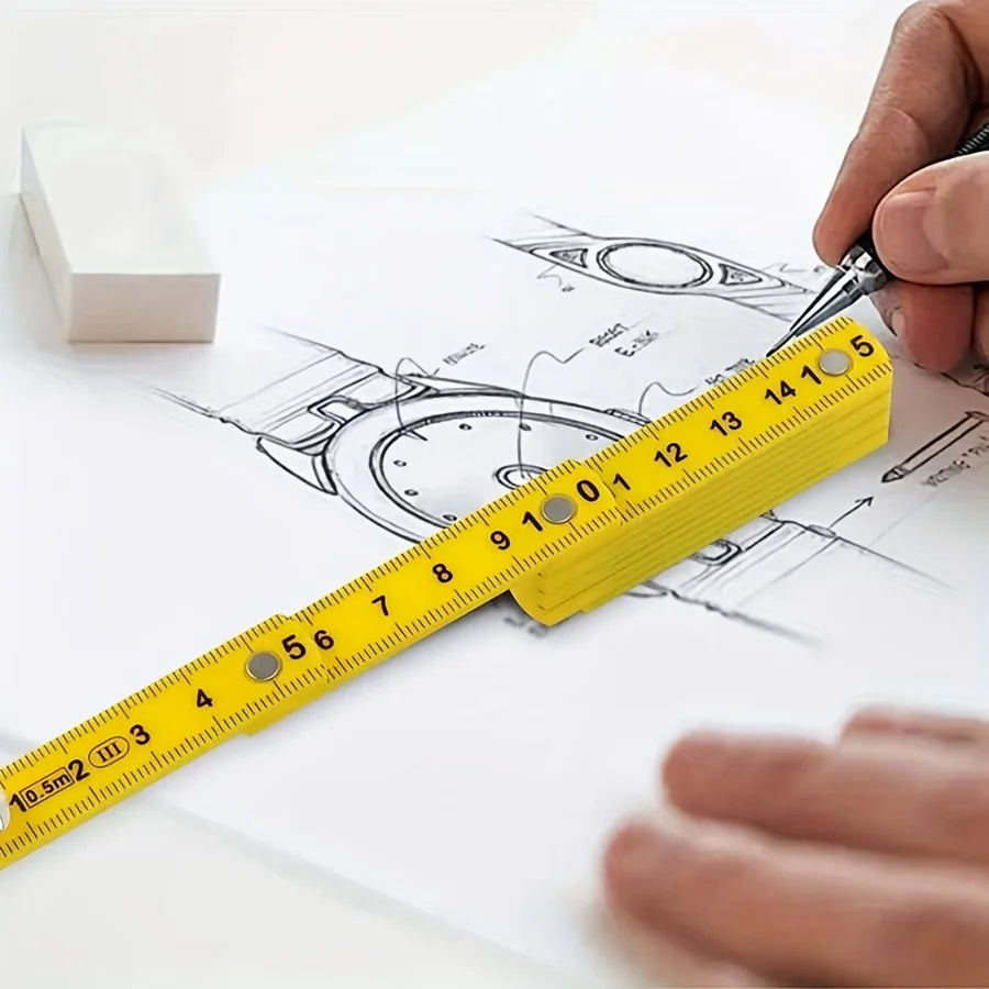 Mini Folding Ruler Keychain Portable Plastic Measuring Tape