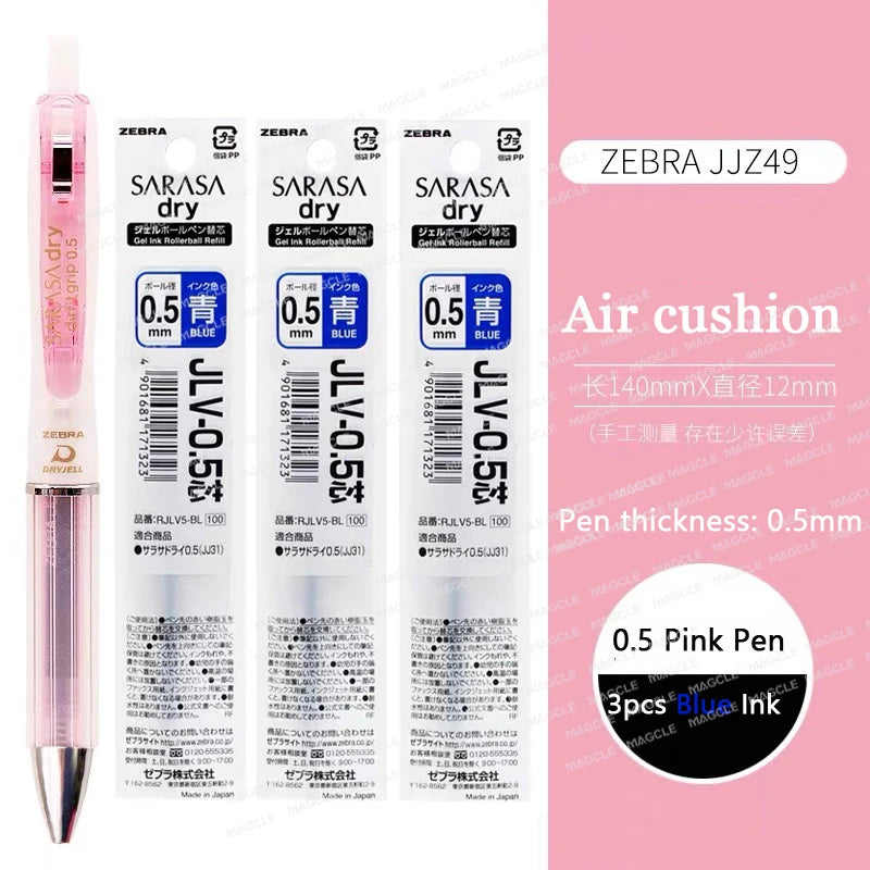 ZEBRA SARASA Dry airfitgrip Gel Pen 0.5/0.4mm Black Core Quick-Drying Smooth Writing Stylos boligrafo gel Stationery for school