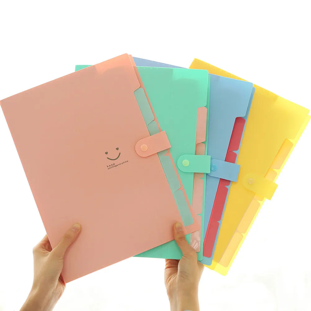 A4 Letter Size 5 Pocket Plastic Accordion File Folder Snap Closure Heavy Duty Dust Resistant Paper Organizer for Professional