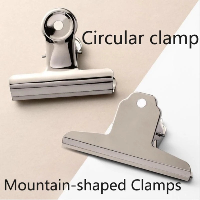 10 Pcs Stainless Steel Round Clamps Strong Multi-specification Mountain-shaped Clamps Dovetail Clamps Bill and Document Clamps