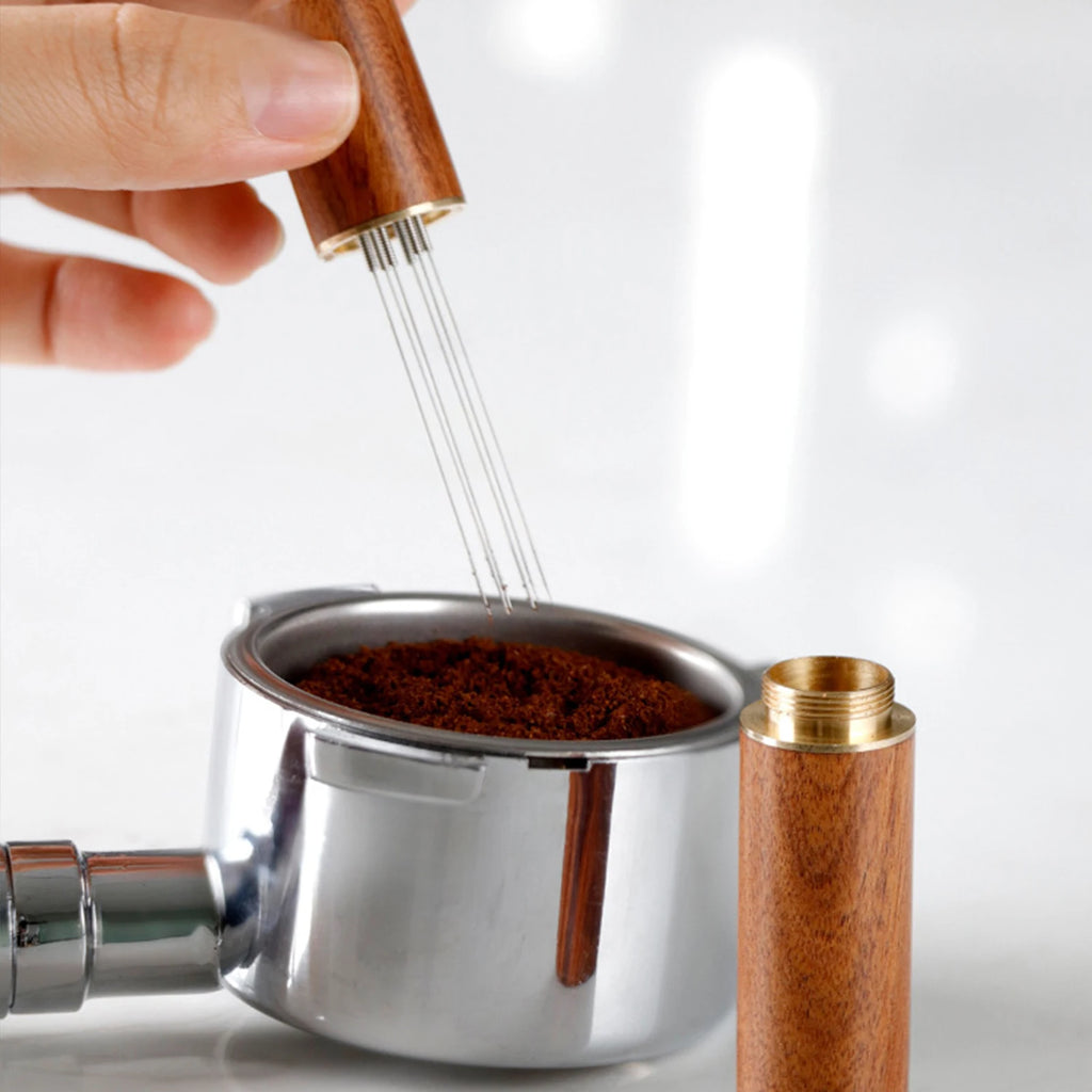 Professional WDT Tool for Espresso, Wooden Handle Coffee Stirrer with, Even Coffee Grounds Distributor & Leveler, Barista Access