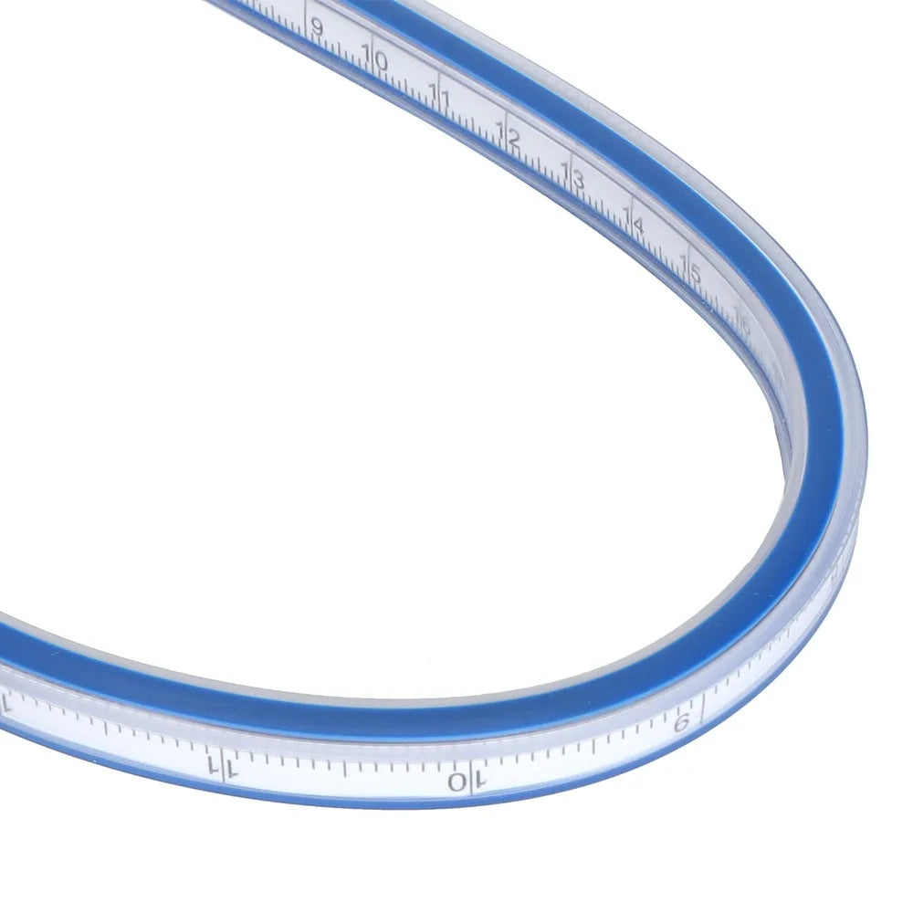 Durable Bendable Flexible Curve Ruler Double Side Graduated Plastic Metric Ruler Blue White Soft Measuring Tool Sewing