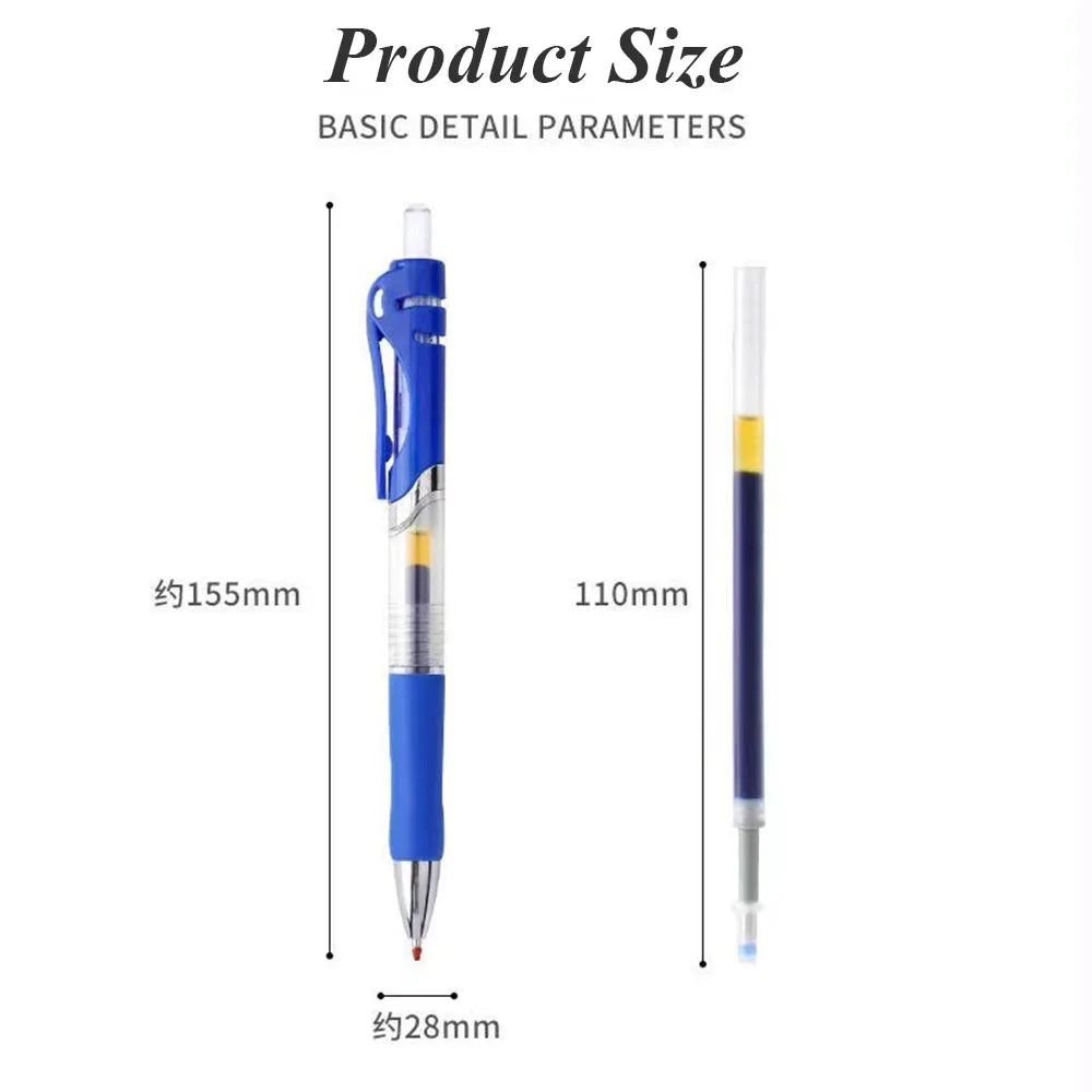 13Pcs Set Ballpen Retractable Gel Pens Black Red Blue Ink 0.5mm Ballpoint Replaceable Refills Office School Supplies Stationery