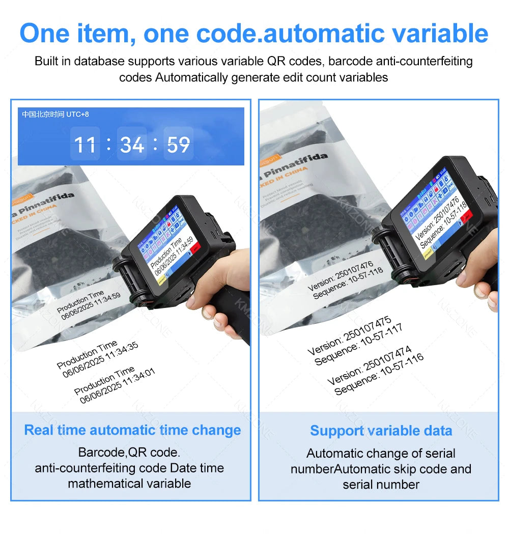 Mini Handheld Inkjet Printer 2-12.7mm for Text QR Barcode Batch Number Logo Date Label Printer with 0/1/2 Ink Cartridges