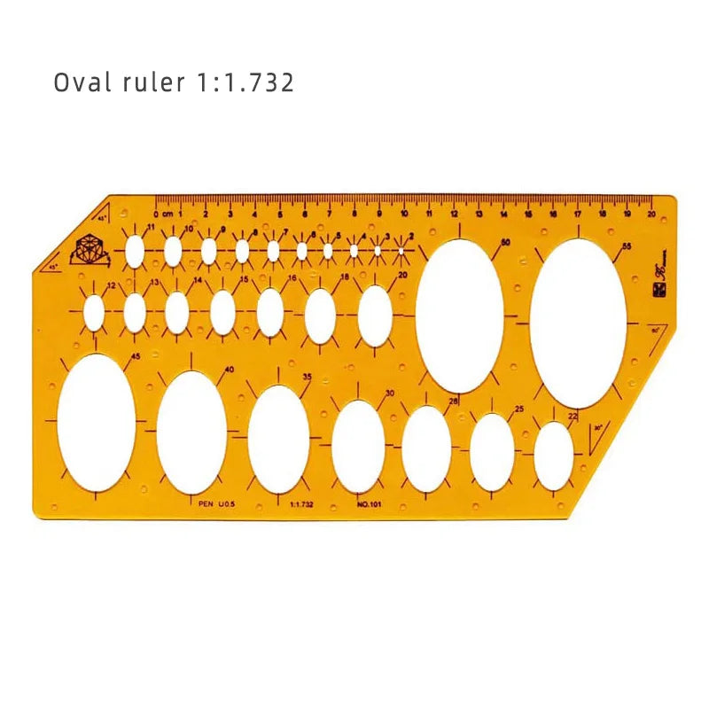 Template Measuring Ruler Circular Oval Ruler Durable K Resin Drawing Design Furniture Architect Template Drafting Ruler