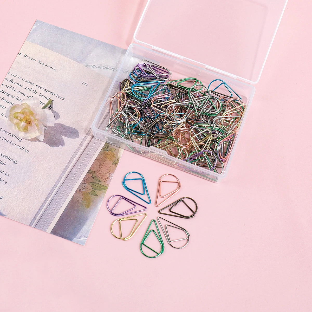 100 Heart-Shaped Metal Colorful Paper Clips, Note Card Bookmark Clips, Creative Office Supplies, Stationery Gifts for Friends