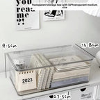 Desktop Storage Box Large Capacity with Lid Cosmetic Organizer Box Transparent Office Supplies Book Document Storage Box