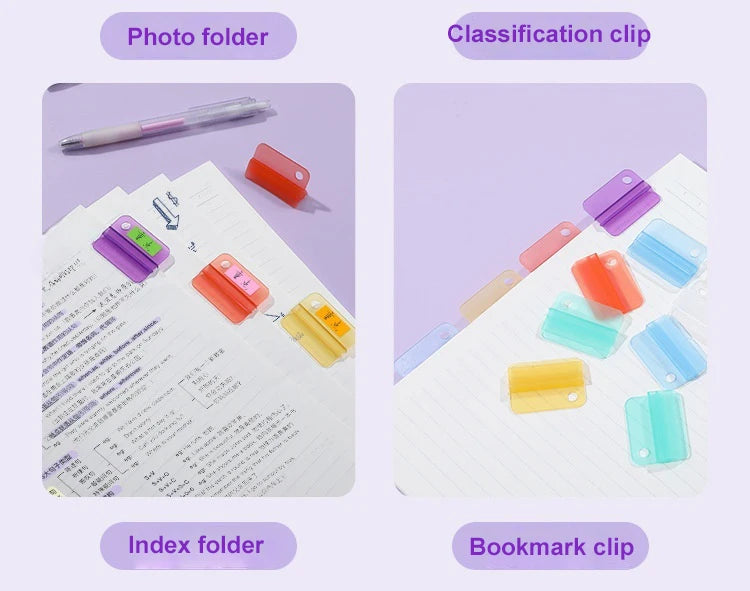 5pcs Plastic Index Clip Colorful Multi-function Bookmark Clip Transparent File Classification File Classification Clamp
