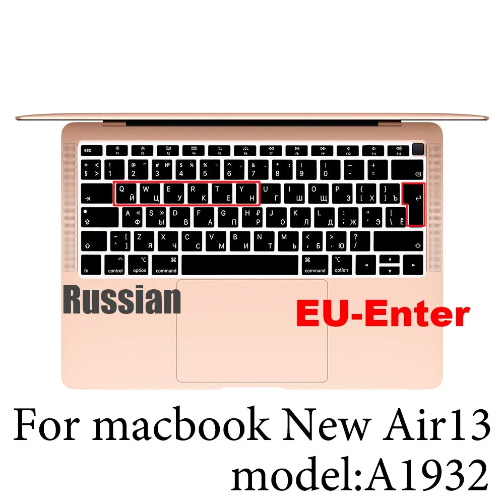 Russian Silicone Keyboard Cover Protector for Macbook Air13/12/15/16Pro Touchbar A2992/A3113/A2941/A1990/A3114/A2289A2337/A2141