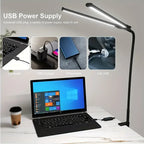 Double Head Desk Lamp Clip-on LED 3 Modes Brightness Adjustable USB Adapter Suitable for Reading Studying Piano Monitors Office