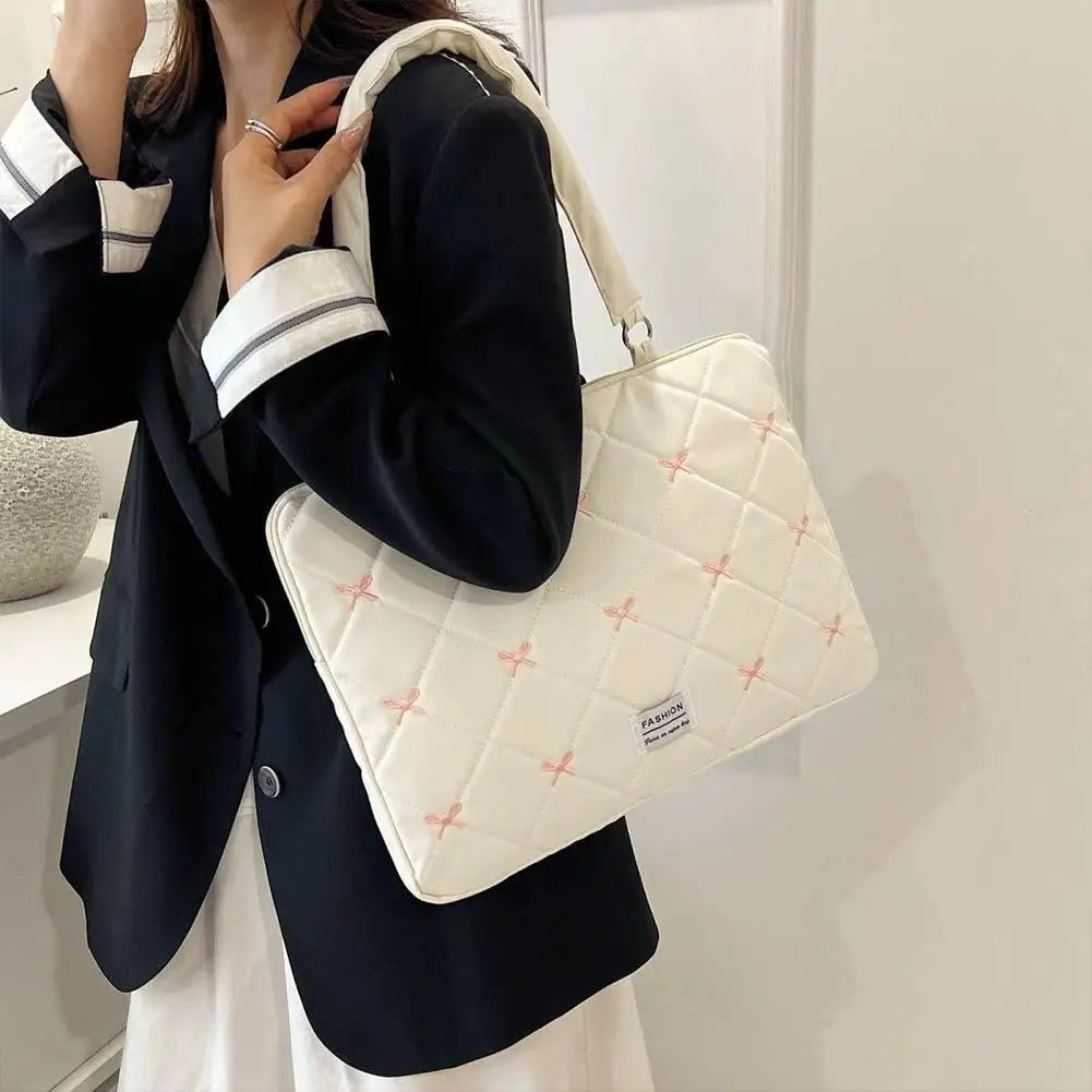 Travel Bag 15inch Portable Laptop Bags Bow with Handle Laptop Case Soft Material Cute Notebook Sleeve Travel