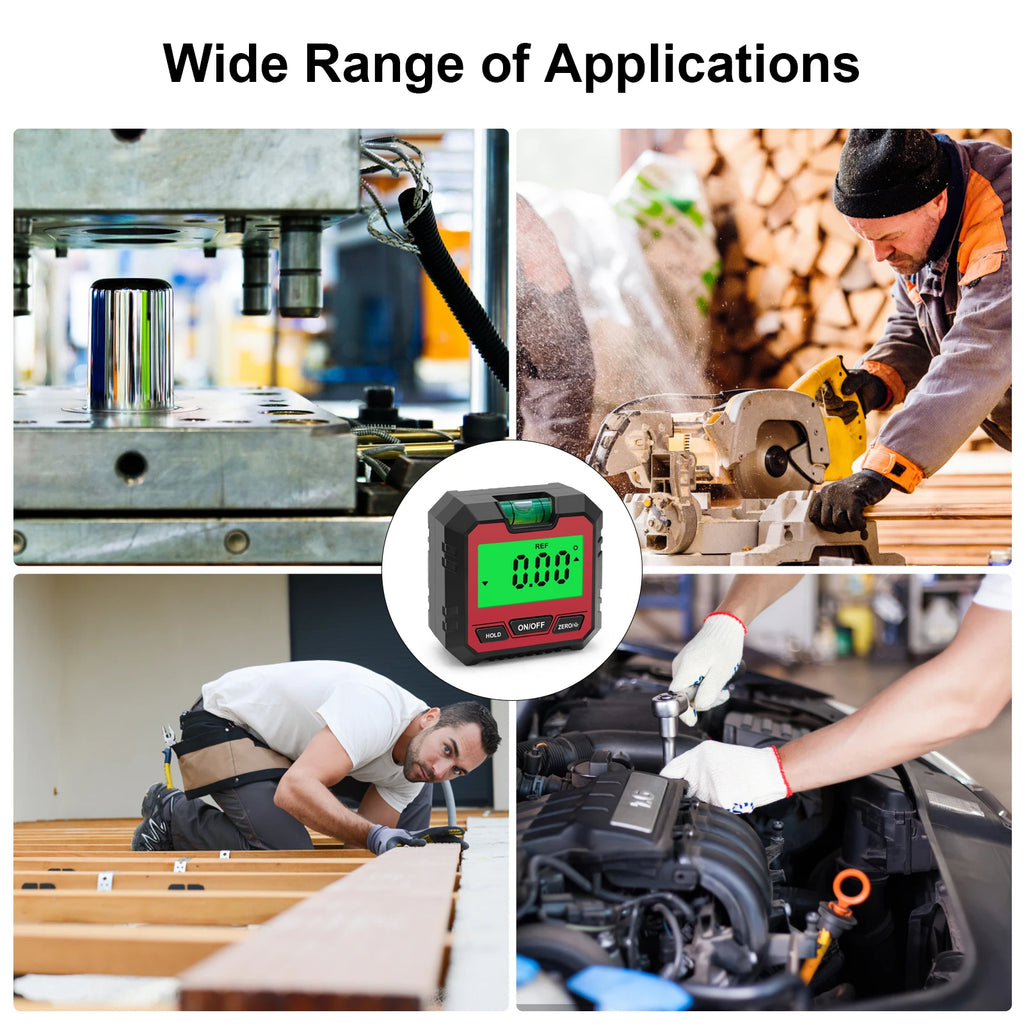 Digital Inclinometer Electronic Goniometer 360° Angle Meter Level Angle Gauge Bevel Protractor Slope Measure Magnetic Base
