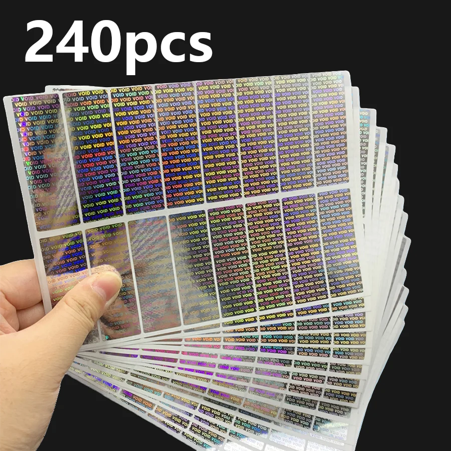 112pcs/240pcs Holographic Labels Tamper Evident Sealing Void Security Stickers for Gift Box Shipping Box Commercial Package