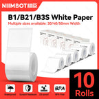 3/5/10 Rolls NiiMbot B21 B1 Label Printer Paper Roll Waterproof Anti-Oil Tear-Resistant Price Tag Pure White Sticker Papers