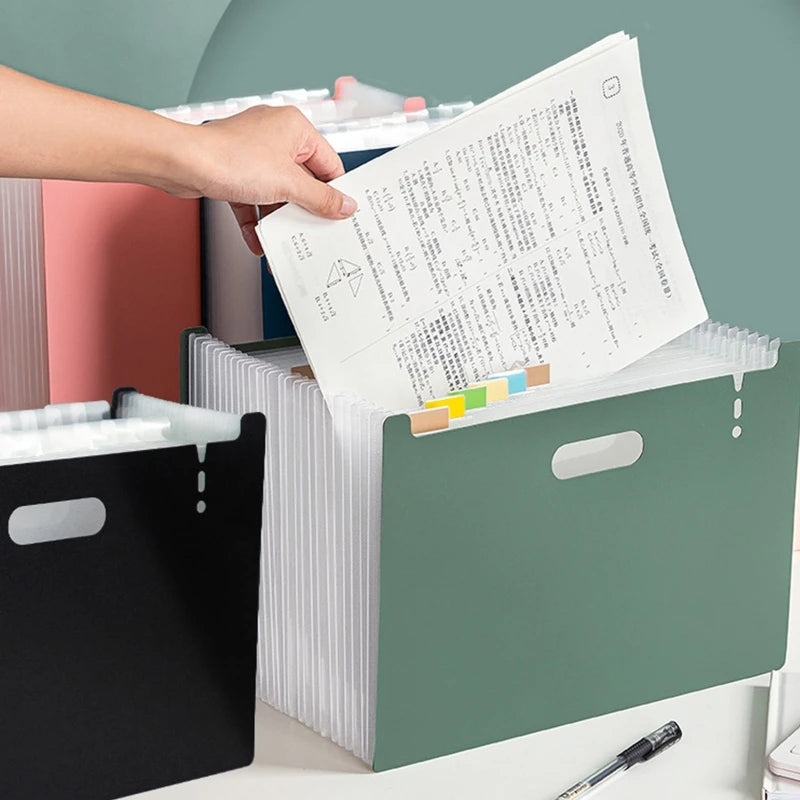 A4 Accordion Folder Clear Index Labels Expanding Document Folder File Organizer Desk Management for Office File Cabinet H3CA