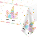 Magical Unicorn Tablecloth 54x108''-Disposable Waterproof Plastic for Girls Birthday&Baby Sprinkle | Glitter Rainbow Party Decor