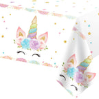 Magical Unicorn Tablecloth 54x108''-Disposable Waterproof Plastic for Girls Birthday&Baby Sprinkle | Glitter Rainbow Party Decor