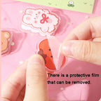 6 pieces Cute Cartoon Kitten Clip Acrylic Transparent Memo Paper Clip Journal Scrapbook Decorative Supplies School Stationery