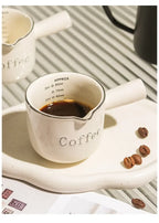 Espresso Coffee Ceramic Small Milk Cup Wth Scale Coffee Measuring Cup Extraction Cup With V-Shaped Mouth Pitcher