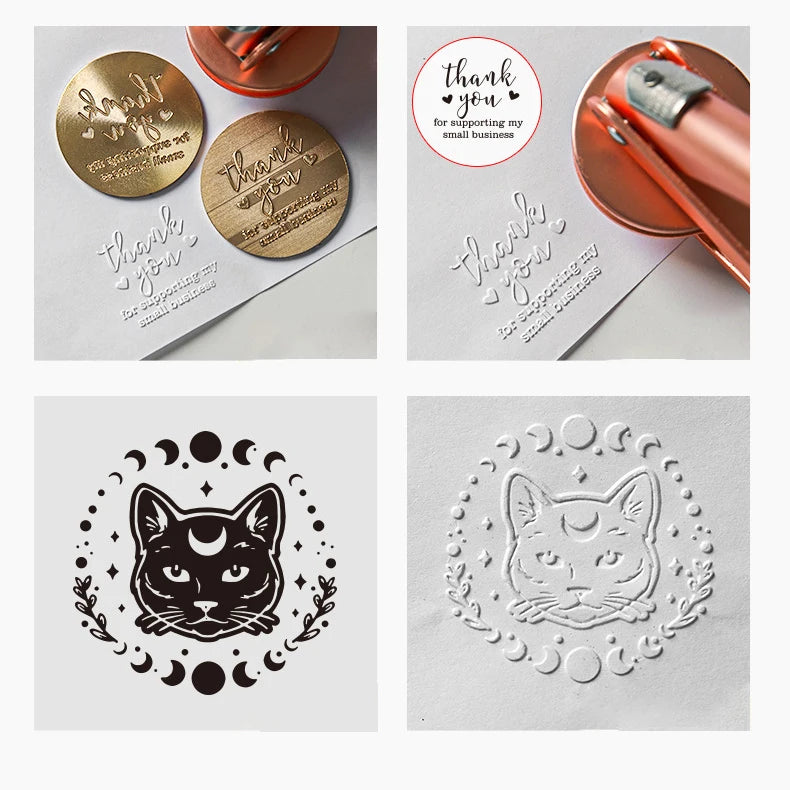 Customized Embosser Stamp Private Logo Customization Library Book Invitation Wedding Embossing Stamp Company Paper Leather Seals