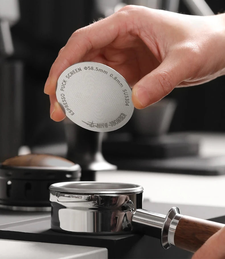 MHW-3BOMBER Titanium Coating Espresso Puck Screen 51/53/58.5mm Reusable Metal Filter 0.8mm Thickness Lower Shower Screen