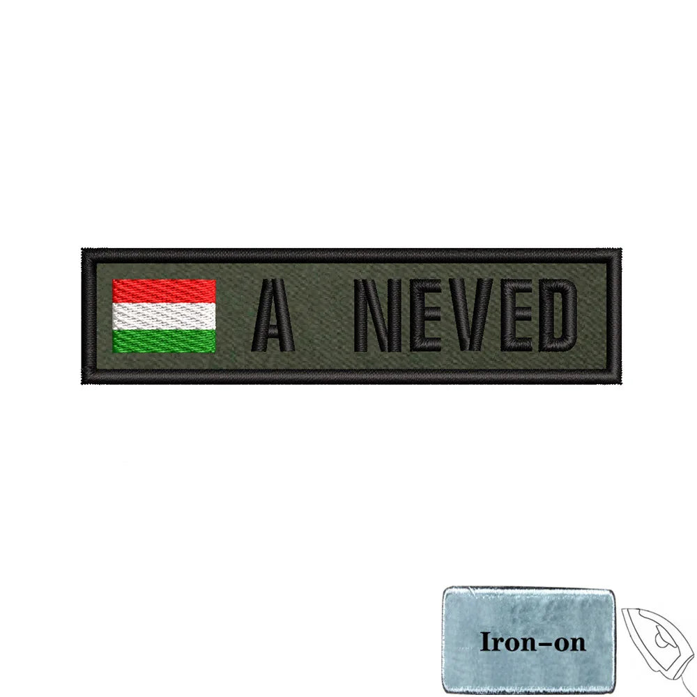 1PC 10cmX2.5cm Custom Name Flag Patch Stripes Badge Iron On Or Hook Loop Estonia Austria Bulgaria Hungary Romanian Ireland green