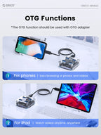 ORICO Transparent Usb C Hub 4 Port Expansion With Power Supply Interface Usb 3.2 Protocol High Speed Transmission OTG Dapter
