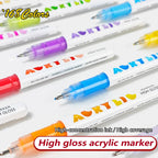 GuangNa 168/12 Colors High Gloss Acrylic Marker Pen Set,Hard Headed Drawing Pens,DIY Graffiti Paint Pen Stationery,GN.586