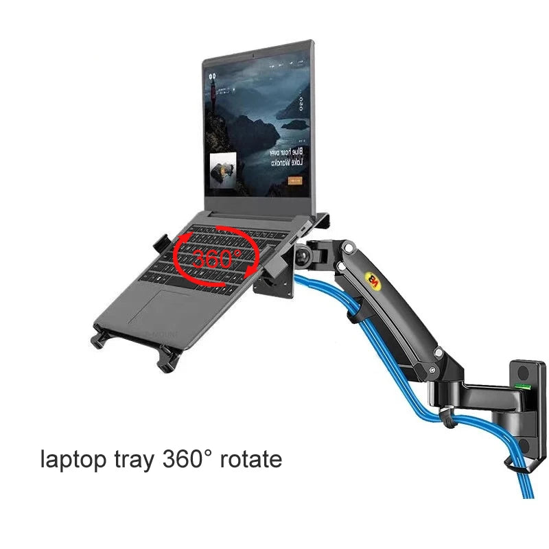 NB F150 F15T 3-12kg 100x100 Gas Spring Dual Arm Laptop Wall Mounted Bracket 13'-27' Notebook Holder Stand Aluminum Retractable