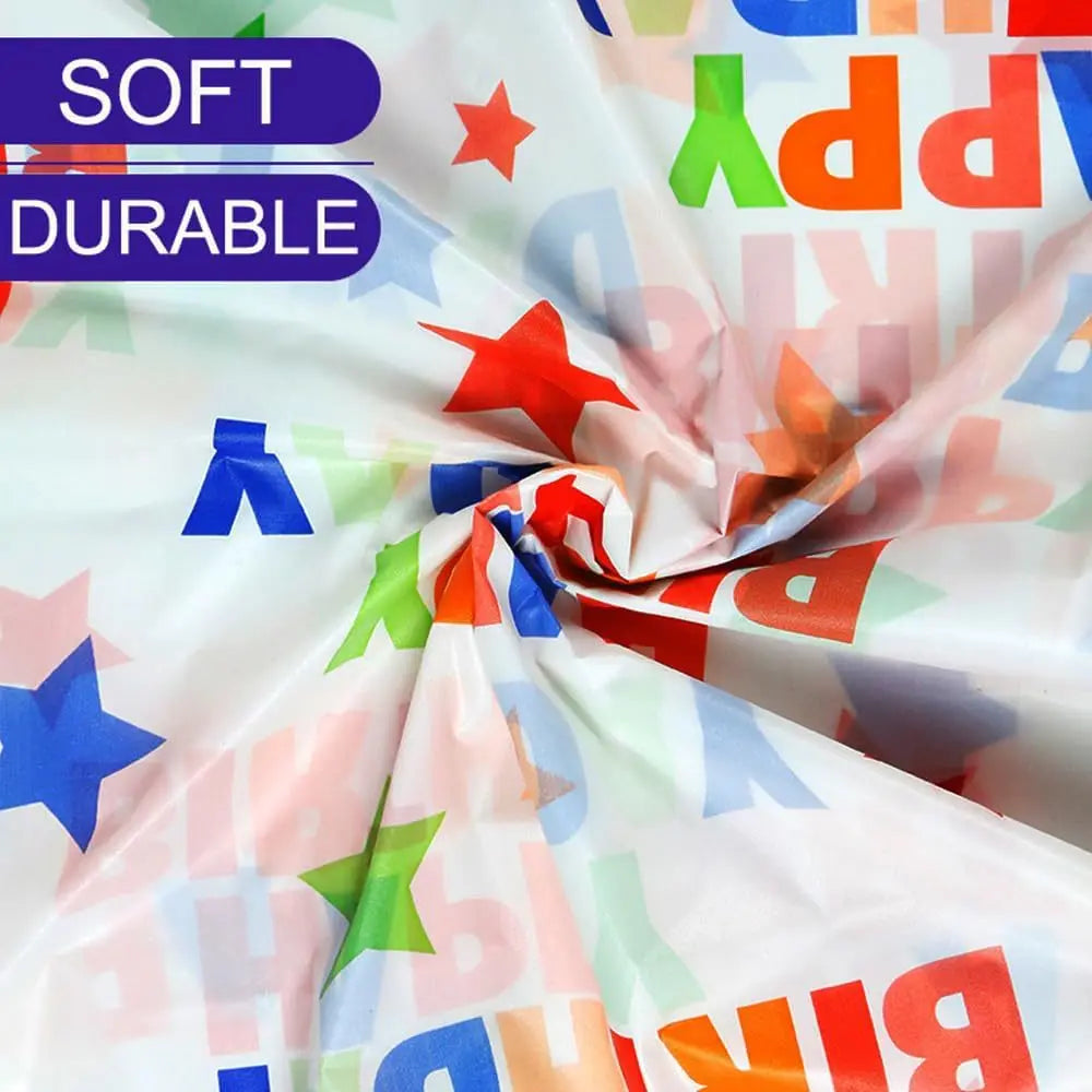 1pc / 6pcs Disposable Rectangle Birthday Tablecloth, 137x274cm Multicolor Happy Birthday Star Plastic Thickened Table Covers