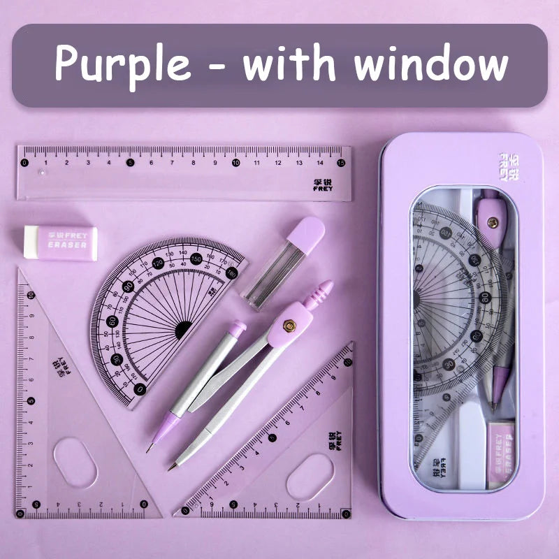 7 Pcs/set Mathematical Rulers Set Multi-function Professional Compass Ruler Drawing Tools School Supplies Students Stationery