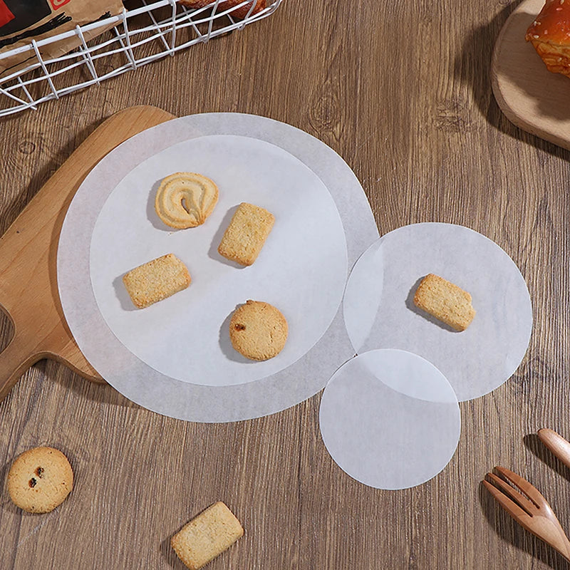 50pcs round Parchment Paper Baking Oiled Paper Air Deep-Fried Pot Paper Steamer Liners Barbecue Sheets Disposable
