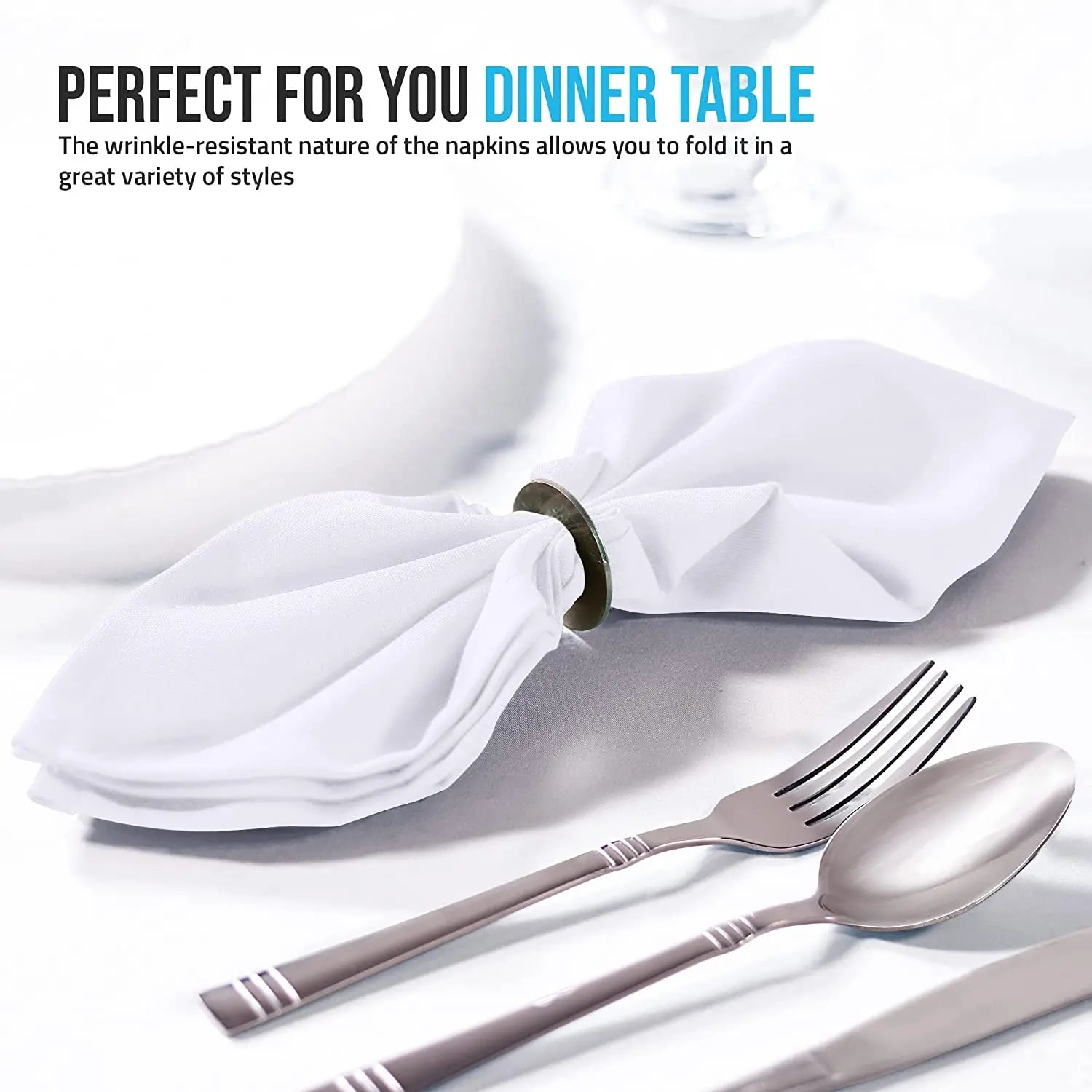12pcs  100% COTTON RESTAURANT DINNER CLOTH LINEN WHITE 50x50cm PREMIUM HOTEL NAPKINS