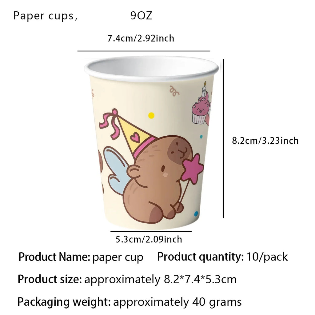 Birthday Decoration Capybara Birthday Invitation Card Cup Tablecloth Plate Napkin Poster Baby Shower Birthday Girl Party Favors